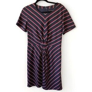 BANANA REPUBLIC Dress Size 10‎ Blue Red Short Sleeve Knee Length Career